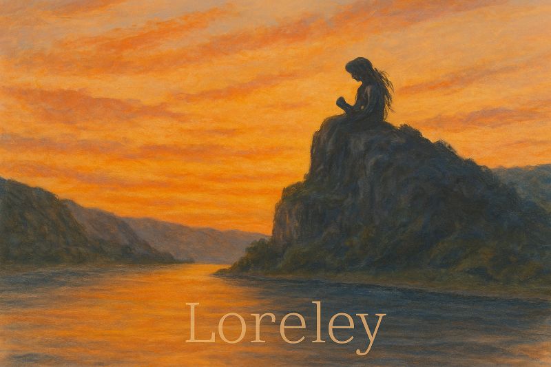 Illustration der Loreley am Rhein